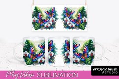 Butterfly Mug Wrap - Flowers Mug Sublimation Design Product Image 1