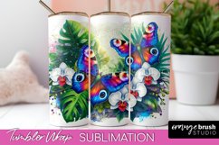 Butterflies and Flowers Tumbler Wrap, Tropical Tumbler PNG Product Image 1