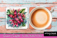 Butterfly Square Coaster Sublimation - Butterfly Coaster PNG Product Image 1