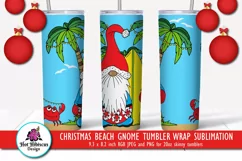 tropical christmas beach gnome tumbler sublimation design