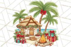 Tropical Christmas Clipart PNG, Surfing Santa Beach Holiday Product Image 2