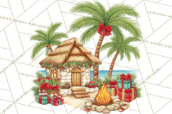 Tropical Christmas Clipart PNG, Surfing Santa Beach Holiday Product Image 2