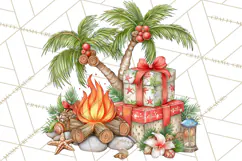 Tropical Christmas Clipart PNG, Surfing Santa Beach Holiday Product Image 3