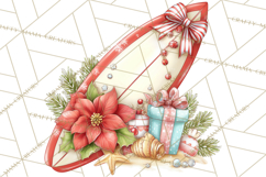 Tropical Christmas Clipart PNG, Surfing Santa Beach Holiday Product Image 4