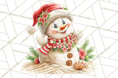 Tropical Christmas Clipart PNG, Surfing Santa Beach Holiday Product Image 3