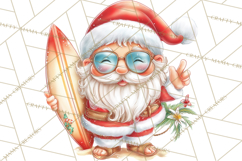 Tropical Christmas Clipart PNG, Surfing Santa Beach Holiday Product Image 4