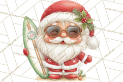Tropical Christmas Clipart PNG, Surfing Santa Beach Holiday Product Image 2