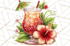 Tropical Christmas Clipart PNG, Surfing Santa Beach Holiday Product Image 3