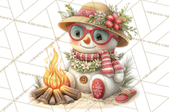 Tropical Christmas Clipart PNG, Surfing Santa Beach Holiday Product Image 5