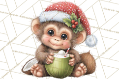 Tropical Christmas Clipart PNG, Surfing Santa Beach Holiday Product Image 3