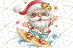 Tropical Christmas Clipart PNG, Surfing Santa Beach Holiday Product Image 4