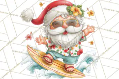Tropical Christmas Clipart PNG, Surfing Santa Beach Holiday Product Image 4