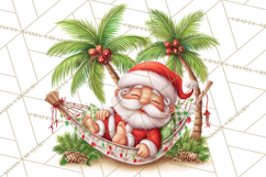 Tropical Christmas Clipart PNG, Surfing Santa Beach Holiday Product Image 2