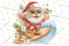 Tropical Christmas Clipart PNG, Surfing Santa Beach Holiday Product Image 3