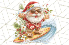 Tropical Christmas Clipart PNG, Surfing Santa Beach Holiday Product Image 3