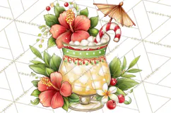 Tropical Christmas Clipart PNG, Surfing Santa Beach Holiday Product Image 4