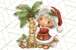 Tropical Christmas Clipart PNG, Surfing Santa Beach Holiday Product Image 5