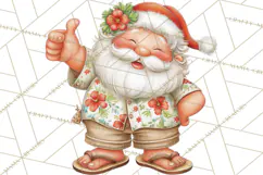 Tropical Christmas Clipart PNG, Surfing Santa Beach Holiday Product Image 3