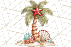 Tropical Christmas Clipart PNG, Surfing Santa Beach Holiday Product Image 5