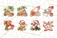 Tropical Christmas Clipart PNG, Surfing Santa Beach Holiday Product Image 8