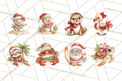 Tropical Christmas Clipart PNG, Surfing Santa Beach Holiday Product Image 2