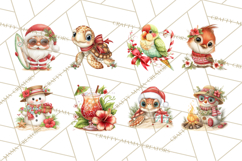 Tropical Christmas Clipart PNG, Surfing Santa Beach Holiday Product Image 4