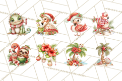 Tropical Christmas Clipart PNG, Surfing Santa Beach Holiday Product Image 7