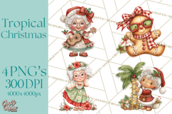 Tropical Christmas Clipart PNG, Surfing Santa Beach Holiday Product Image 1