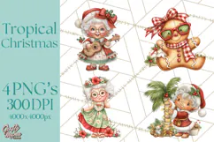 Tropical Christmas Clipart PNG, Surfing Santa Beach Holiday Product Image 1