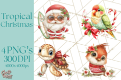 Tropical Christmas Clipart PNG, Surfing Santa Beach Holiday Product Image 1