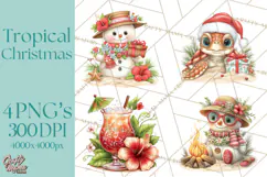 Tropical Christmas Clipart PNG, Surfing Santa Beach Holiday Product Image 1