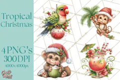 Tropical Christmas Clipart PNG, Surfing Santa Beach Holiday Product Image 1