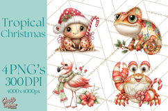 Tropical Christmas Clipart PNG, Surfing Santa Beach Holiday Product Image 1
