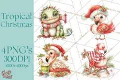 Tropical Christmas Clipart PNG, Surfing Santa Beach Holiday Product Image 1