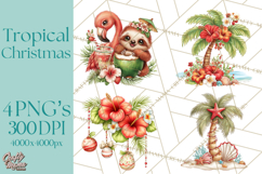 Tropical Christmas Clipart PNG, Surfing Santa Beach Holiday Product Image 1