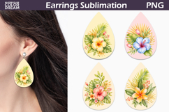 Tropical Floral Teardrop Earrings | Summer Flowers Earring Product Image 1