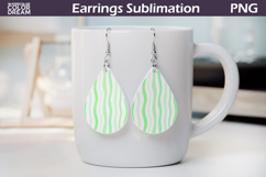Green Stripe Teardrop Earrings | Pastel Earrings Sublimation Product Image 1