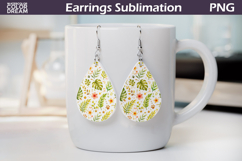 Tropical Floral Leaves Teardrop Earring Sublimation Product Image 1