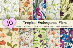 tropical seamless pattern, endangered orchid design, digital paper conservation, rare jungle flora, seamless eco-friendly art, botanical tropical flowers, educational wallpaper pattern, tropical preservation design, seamless nature repeat, digital downloa