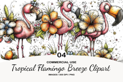 Tropical Flamingo Breeze Clipart Product Image 1