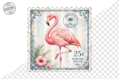 Tropical Flamingo Summer Escape Stamp PNG Clipart Product Image 1