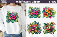 Tropical Flowers Clipart | Tropical Flowers Sublimation Product Image 1