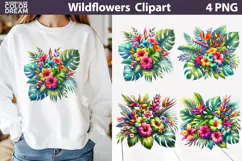 Tropical Flowers Clipart | Tropical Flowers Sublimation Product Image 1