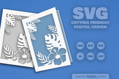Tropical Floral Greeting Card SVG Product Image 2