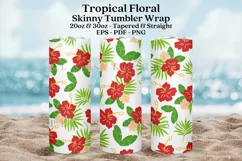 tropical floral summer skinny tumbler sublimation wrap with high resolution and transparant background are for 20oz and 30oz skinny tumbler
