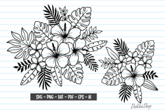 Tropical Flower SVG Hibiscus Flowers SVG Tropical Leaves SVG Product Image 1