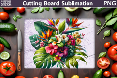 Tropical Flowers Cutting Board | Floral Sublimation Product Image 1
