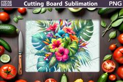 Tropical Flowers Cutting Board | Floral Sublimation Product Image 1
