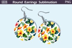 Tropical Flowers Round Earrings | Flowers Round Earrings Product Image 1
