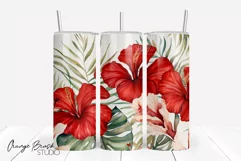 Tropical Flowers Skinny Tumbler Sublimation Summer Tumbler 